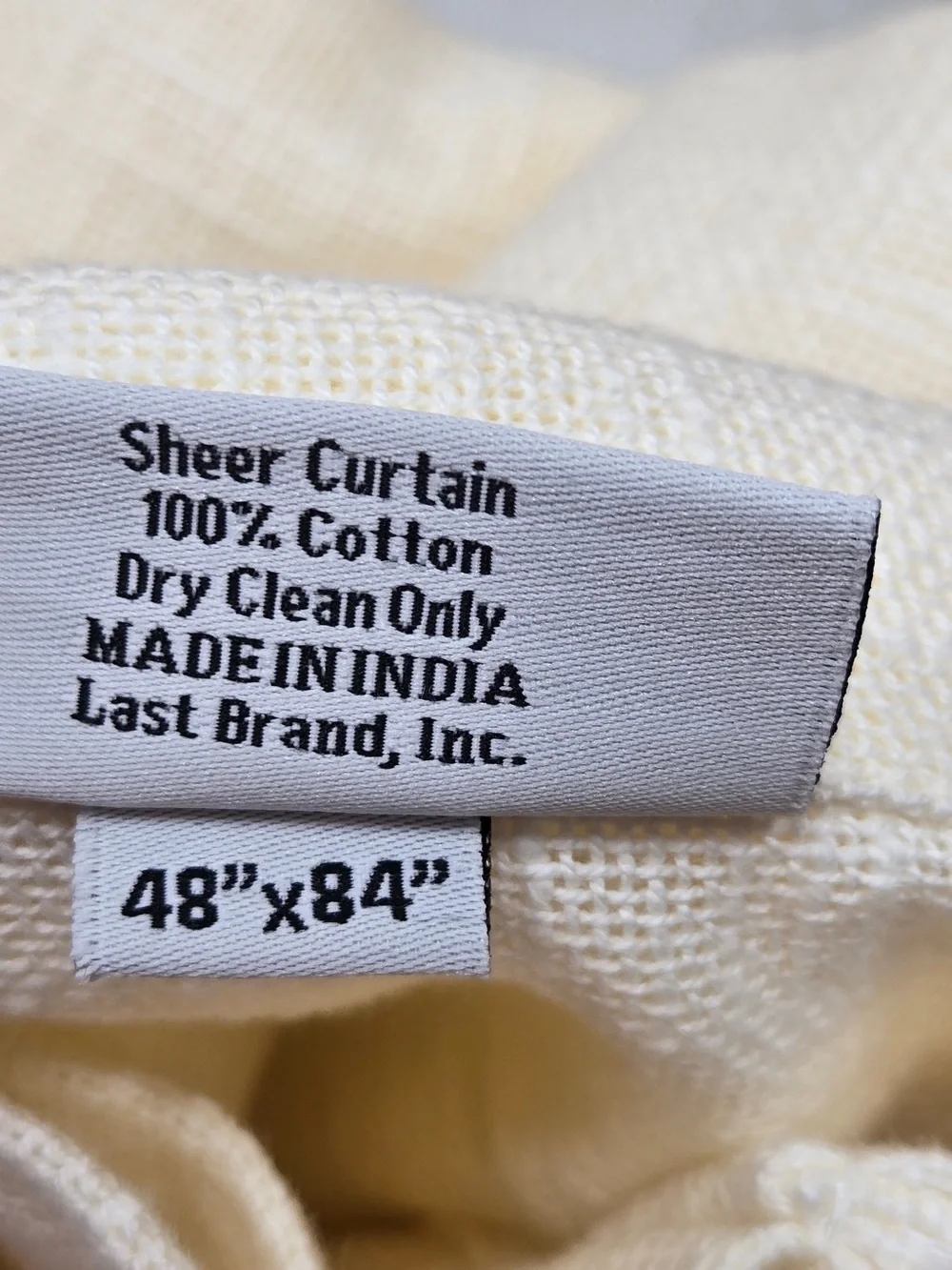 NWT QUINCE Set Of 4 48x84 Cotton Sheer Curtains Ivory 9751